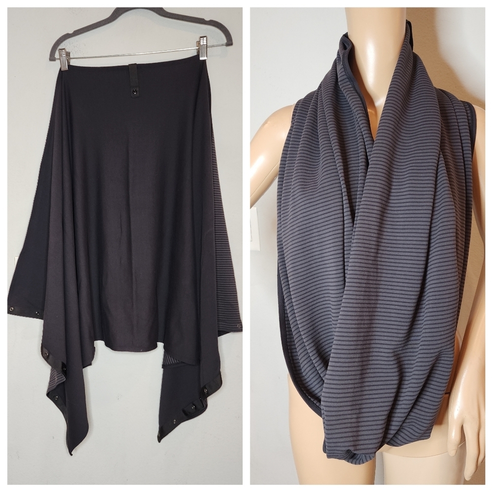 Lululemon Vinyasa Scarf Soft Rulu Black‎ Grey Stripe